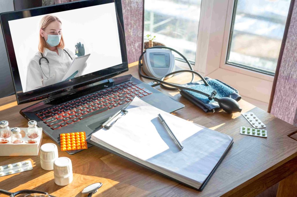 Medicine, telehealth. The doctor conducts a remote consultation, provides online medical assistance. Virtual visit. healthcare providers, digital or virtual engagement, new normal,covid 19